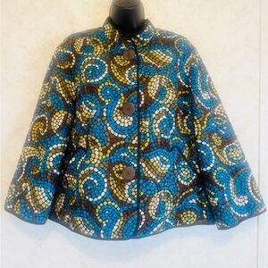 Ruby Rd Colorful Swirls Ladies Lined Jacket 3 Large Buttons XL See Measurements